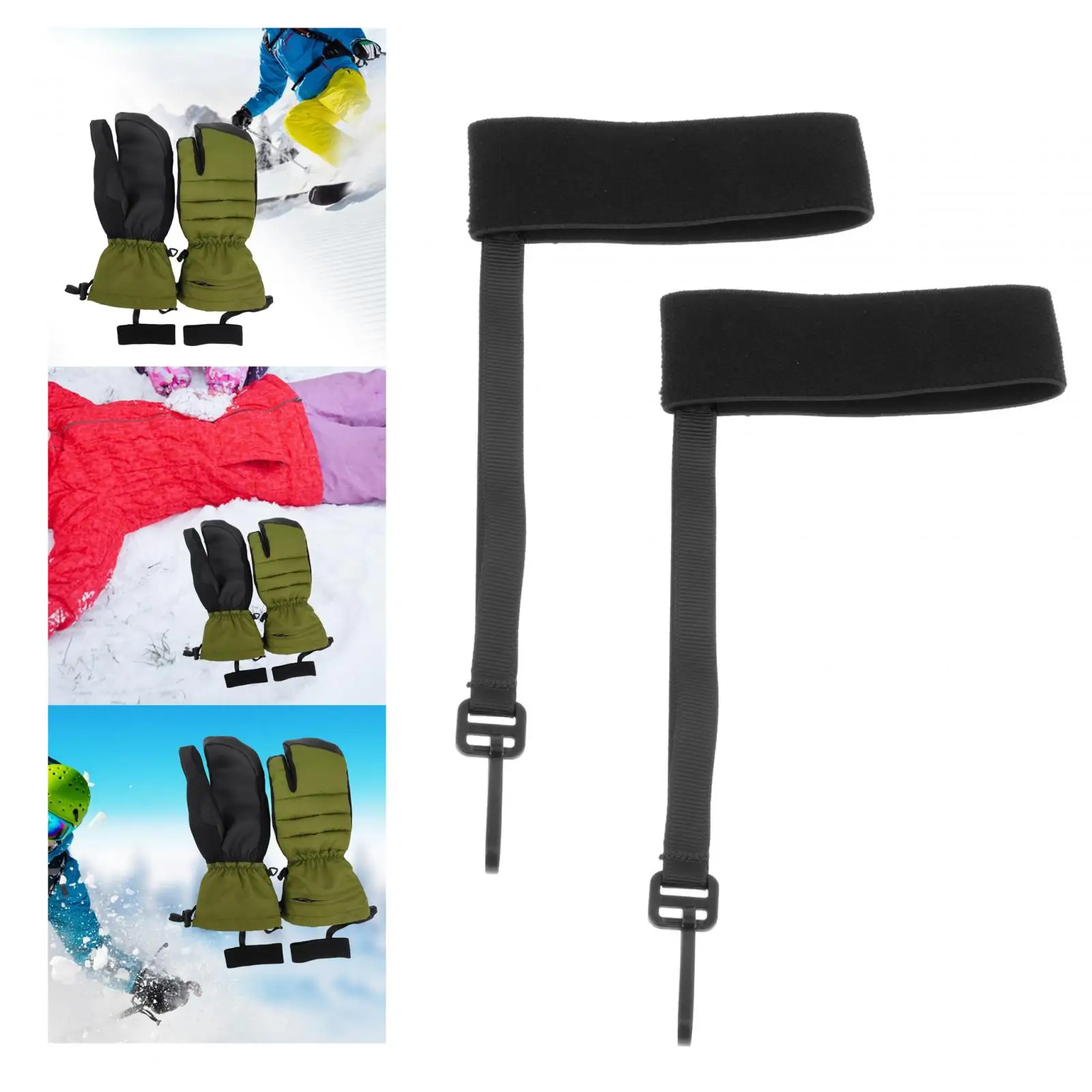 2x Ski Glove Wrist Strap Glove Holder Sport Glove Strap Elastic Wrist Leash for Snowboard Ski Mountaineering Outdoor Sports