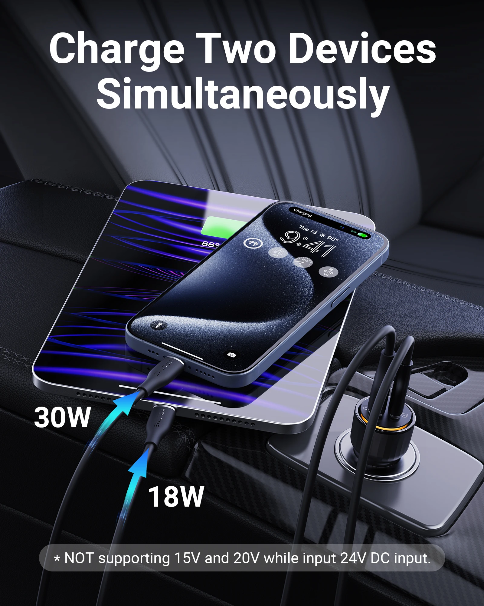 ลadowarka samochodowa VOLTME USB 48W QC4.0 QC3.0 Szybkie ลadowanie Adapter samochodowy typu C Szybkie ลadowanie do iPhone 15/14 Samsung Galaxy S24