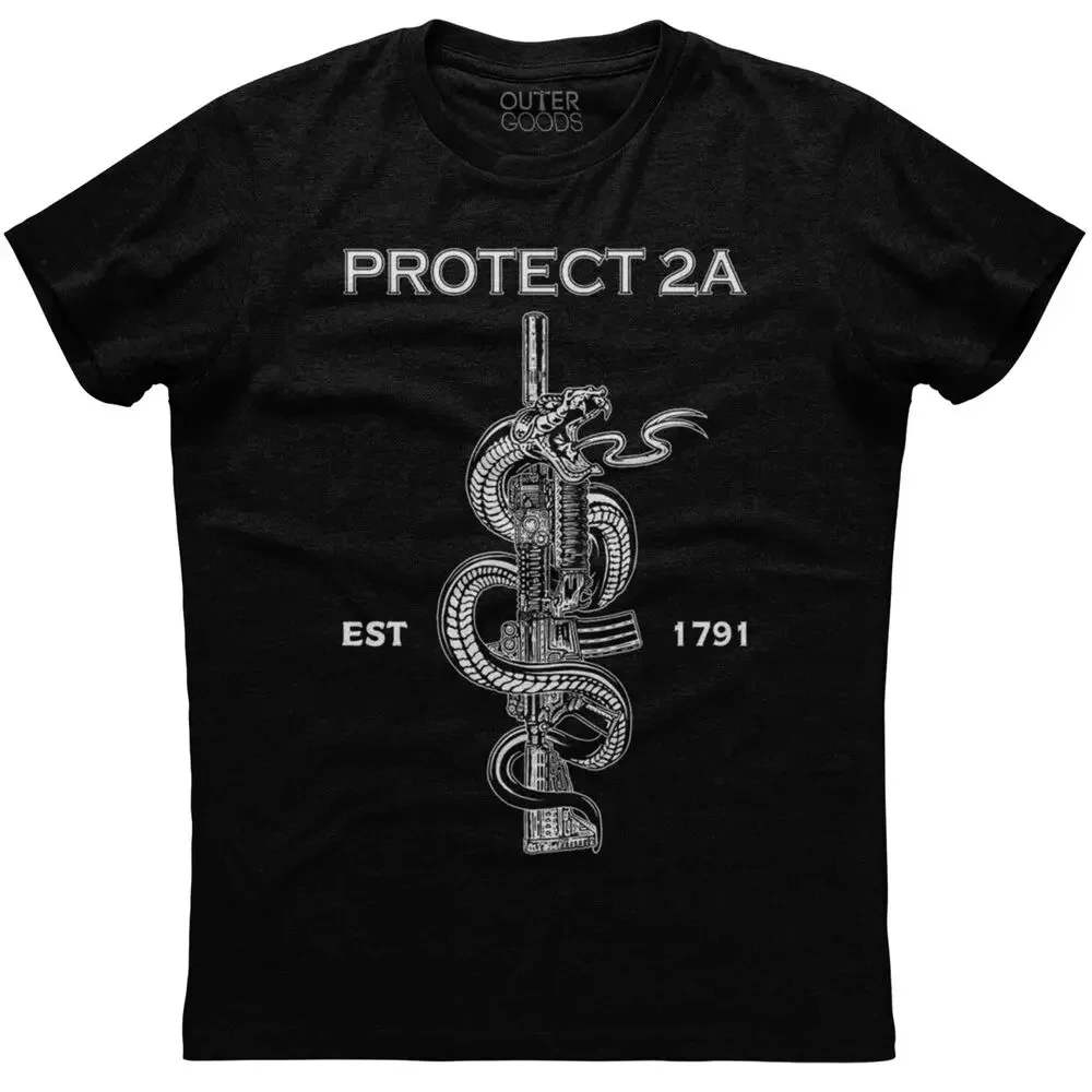 Protect 2nd Amendment EST 1971, Snake Rifle Printed Patriotic T-Shirt 100% Cotton O-Neck Summer Short Sleeve Casual Mens T-shirt