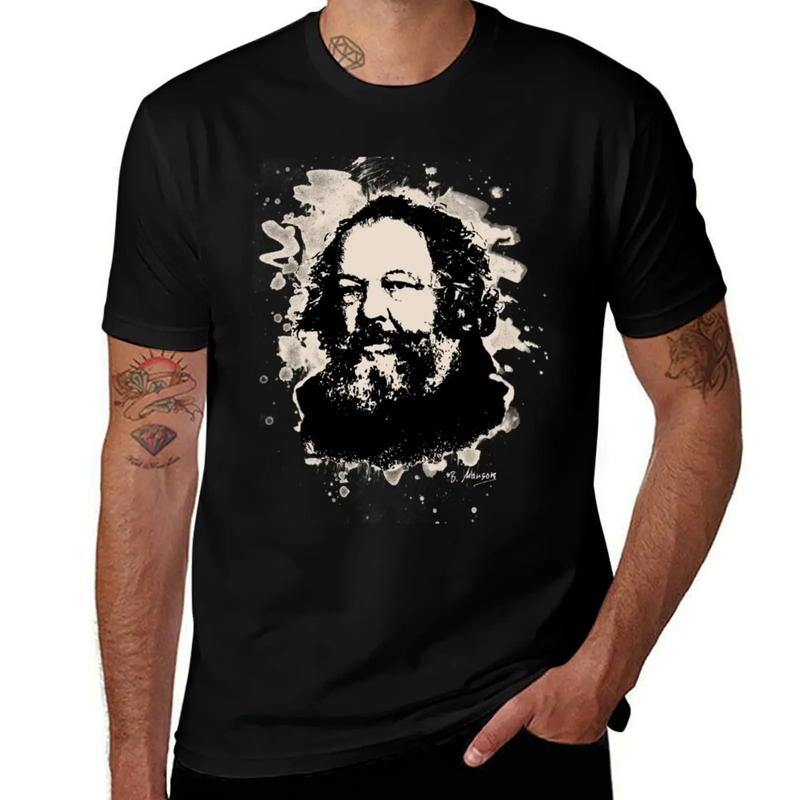 

Футболка Bakunin, футболка с индивидуальным принтом, мужская повседневная хлопковая футболка, футболка из 100% хлопка