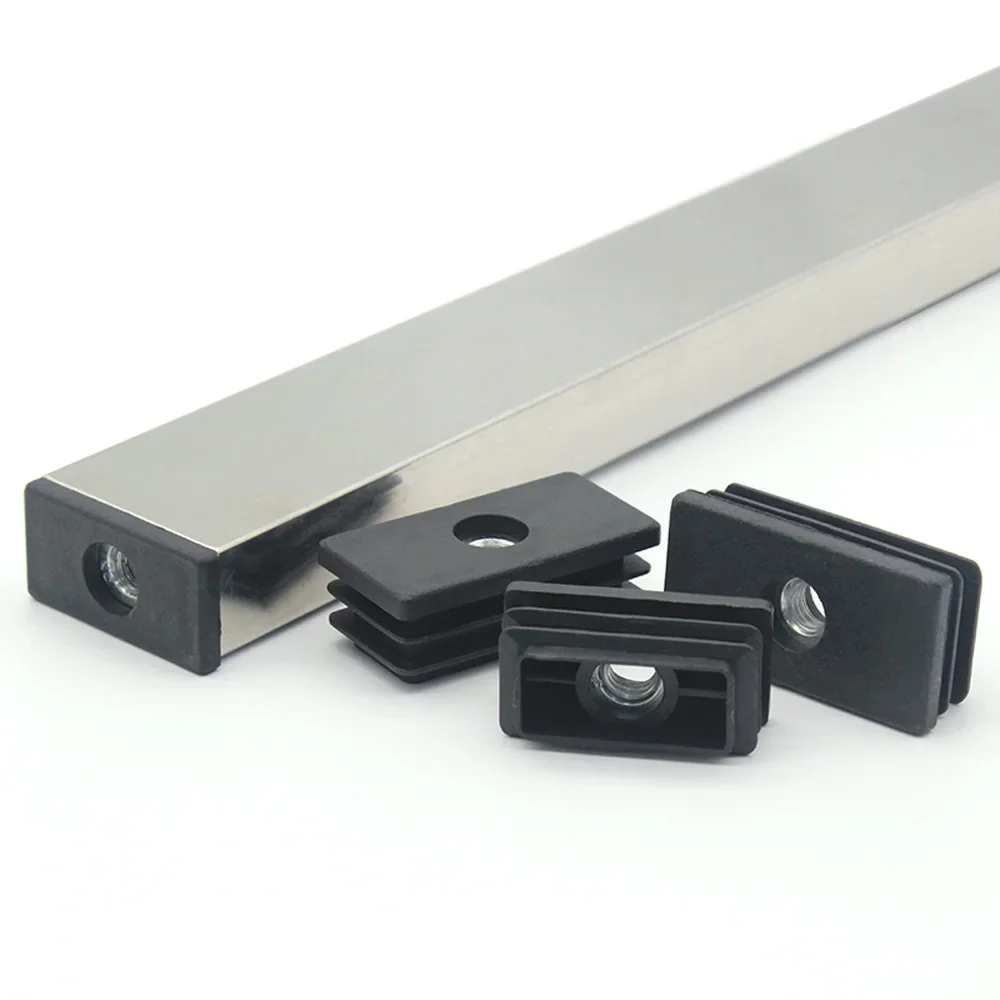 1/5/10/20 Pz M6 M8 M10 Tappi per tubi quadrati in plastica con foro dado Blanking End Inserti Tappi Copertura per tubi Mobili Gamba Piedi Tappo per tubo