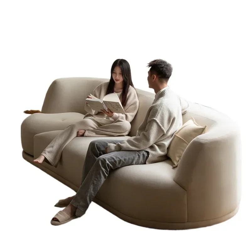 Paradise sofa fabric French cream wind minimalist leather straight row rotating living room 2023