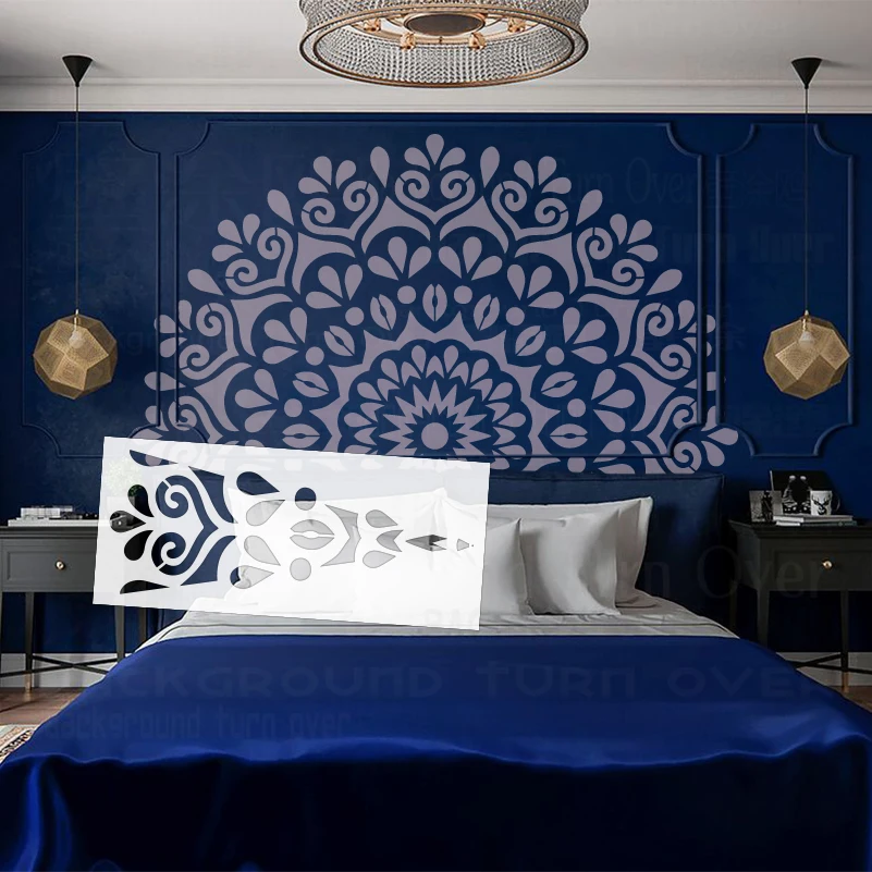 130cm - 210cm Stencil For Painting Plaster Decor Wall Template To Paint Giant Mandala Huge Round Flower Traditional S298