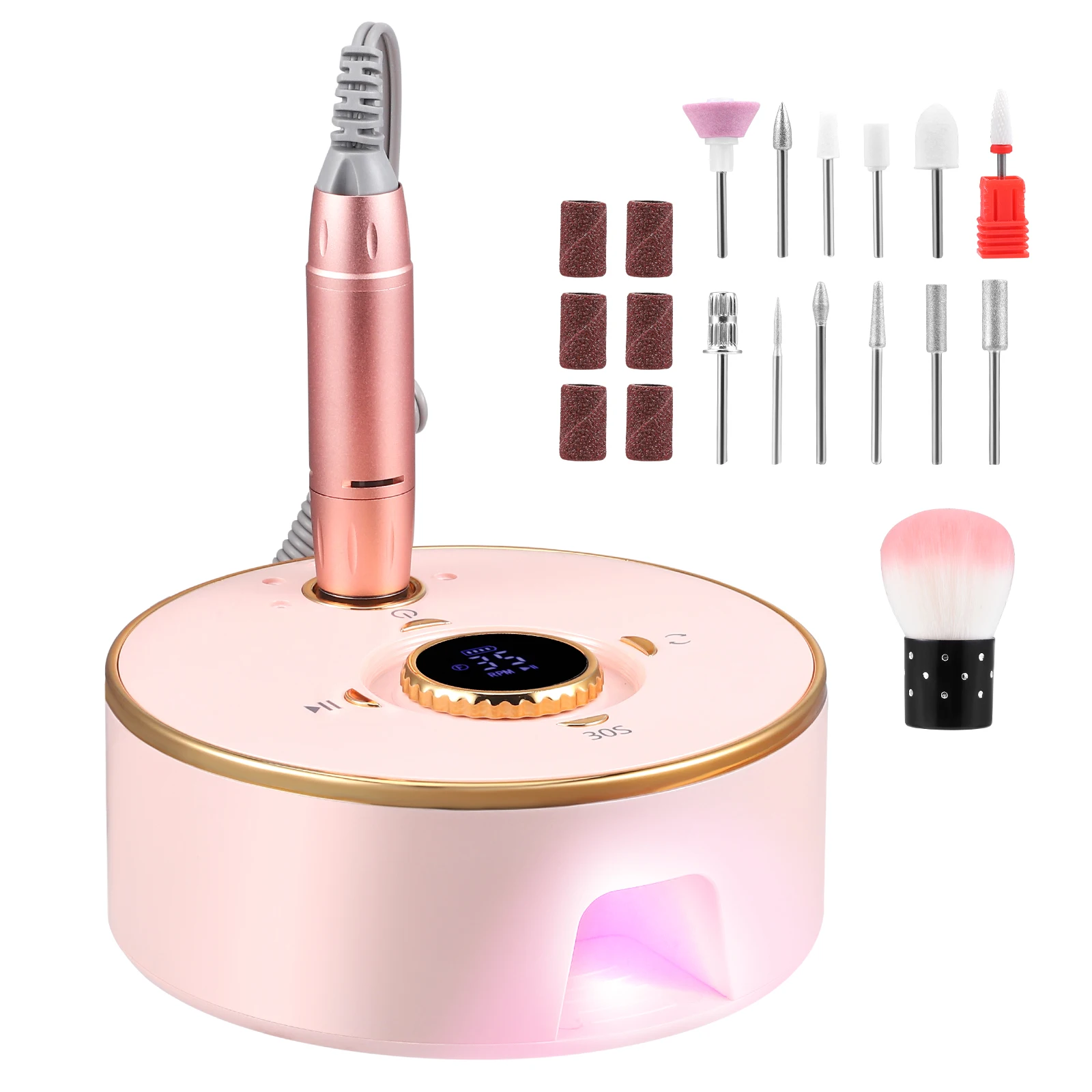 

12-in-1 Electric Nail Cutter with UV LED Nail Lamp Professional Manicure Pedicure Set 4000mAh Battery Nail Foot Cutter