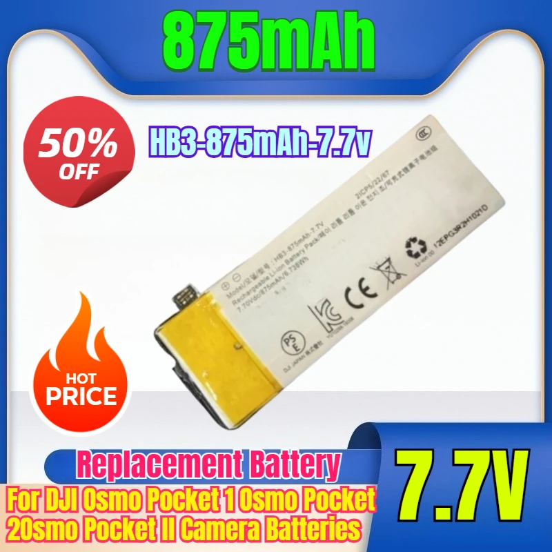 

New HB3-875MAH-7.7V Replacement Battery for DJI Osmo Pocket 1 Osmo Pocket 2 Osmo Pocket II Camera Batteries