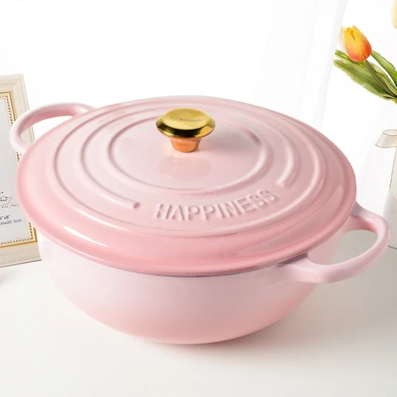 

4L Capacity Cast Iron Enamel Tableware,26cm Fish Cake Pot, Multifunctional Soup Pots,Non-stick Pots for Cooking Kitchen Cookware