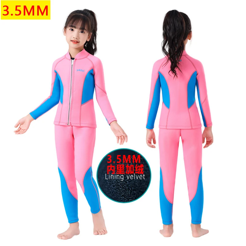 2pcs/set Thermal Swimsuit for Kids Wetsuit,3.5mm Neoprene Diving Suit for Teens,Full Body Swimsuit for Boys and Girls Wet Suit