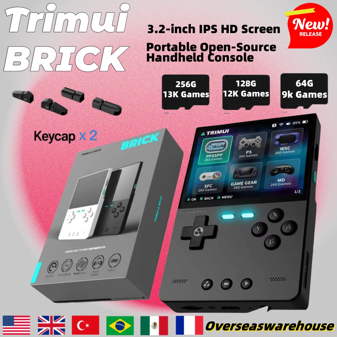 TRIMUI BRICK Handheld Game Console Portable Open-Source Video Game Player Back Top Atmosphere Light 3.2-inch IPS HD Screen Gifts