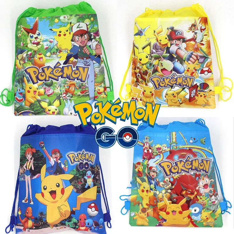 Pokemon Pikachu borsa da viaggio in tessuto Non tessuto borsa per scarpe borsa per scarpe in cotone con coulisse zaino portatile tasca con coulisse