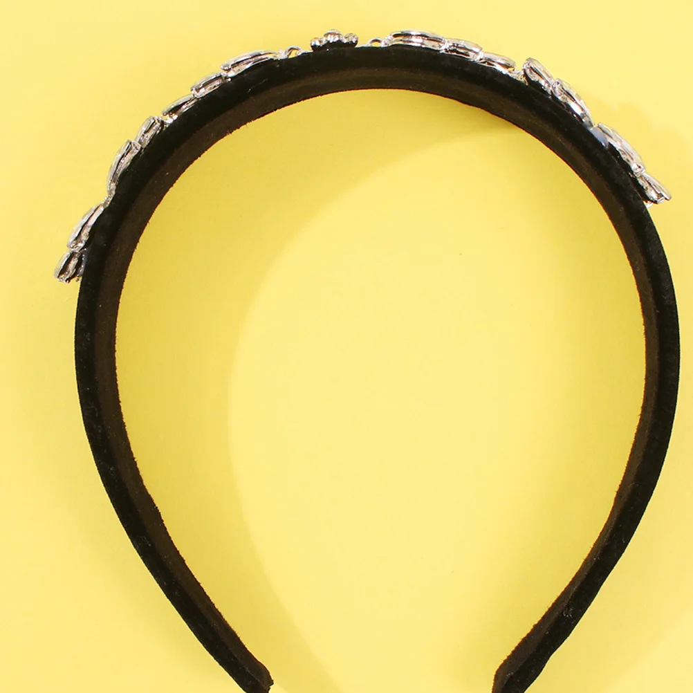 

Rhinestone Flocked Cloth Hair Hoop Black Durable Comfortable Women Headband Simple Elegant Party Hair Band Women Headband
