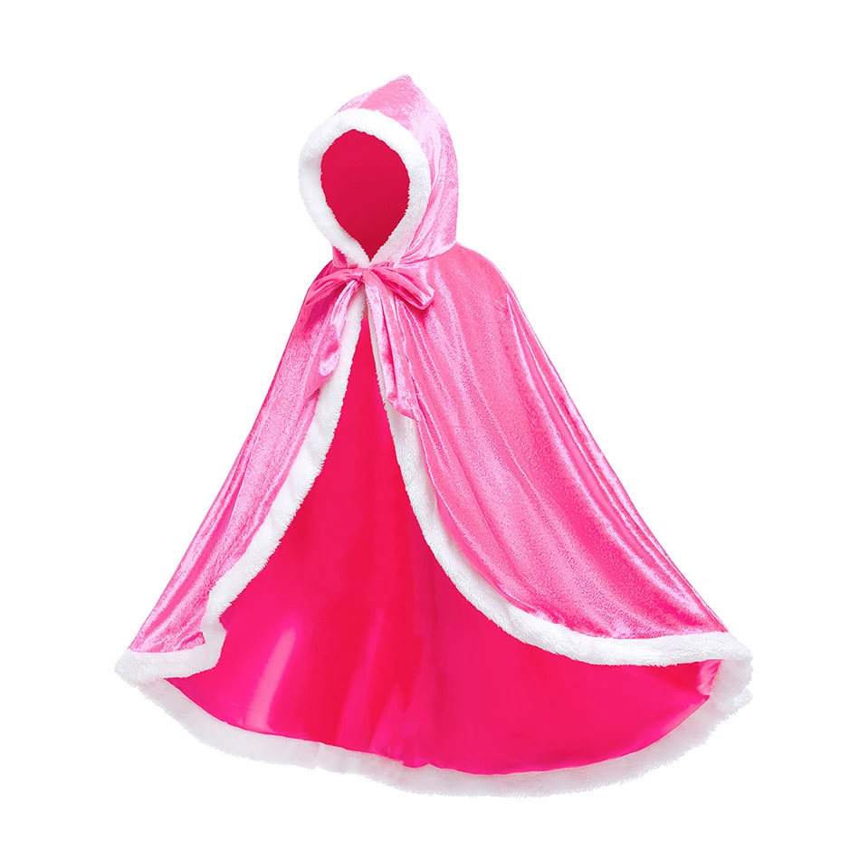 Prinzessin süßer fester Umhang mit Kapuze für Mädchen und Kinder, Winterumhang, Weihnachten, Geburtstag, Halloween, Karneval, Party, Kostüm, Cosplay-Zubehör – Detail 9