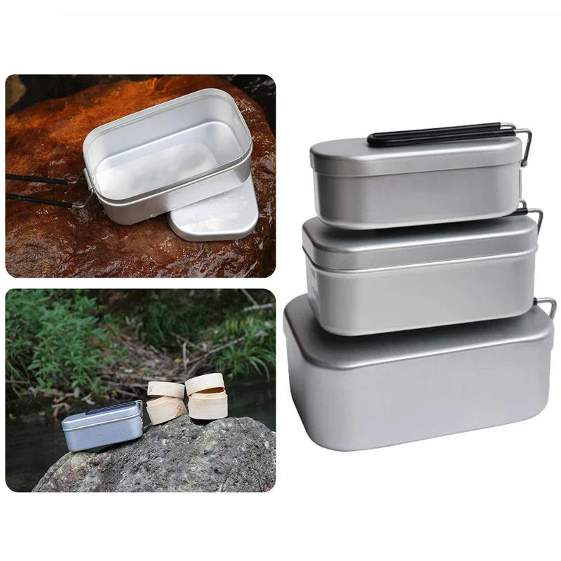 Fiambrera de aleación de aluminio, caja de Picnic de acero inoxidable, cubo para cena al aire libre, viaje, Camping, contenedor de comida, vajilla de almacenamiento para desayuno