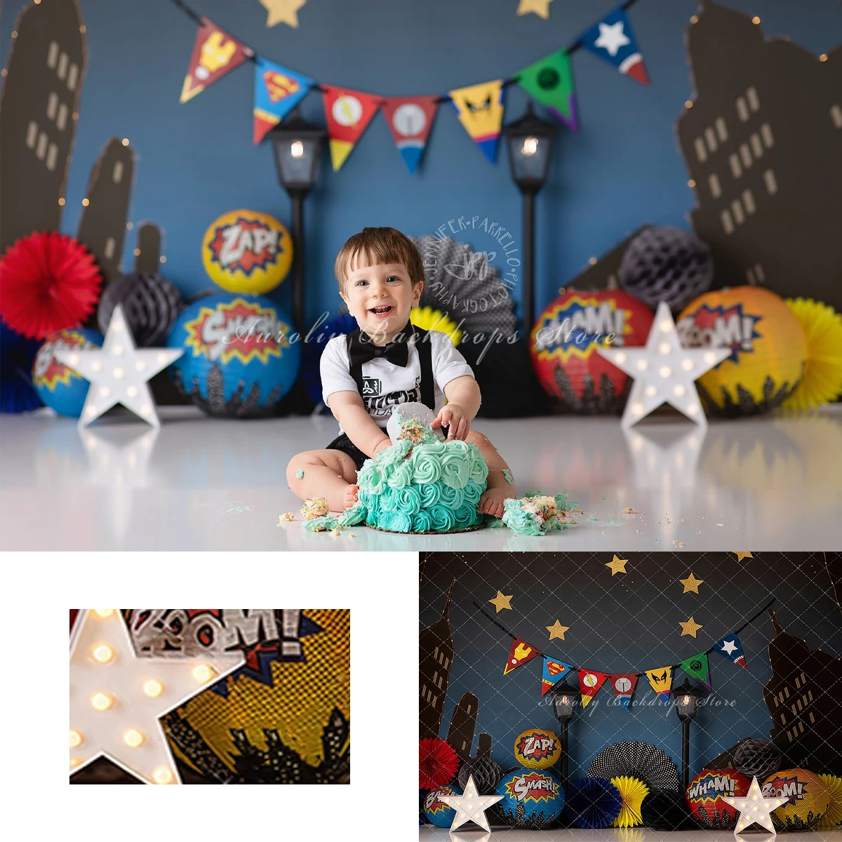 

City Nights Backgrounds Cake Smash Kids Adult Photography Props Child Baby Starry Sky Street Decors Photo Studio Backdrops