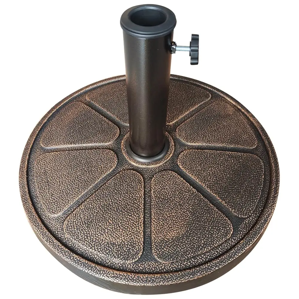 

31 Lb Heavy Duty Round Resin Patio Market Table Umbrella Base Stand Weight For Outdoor, Bronze