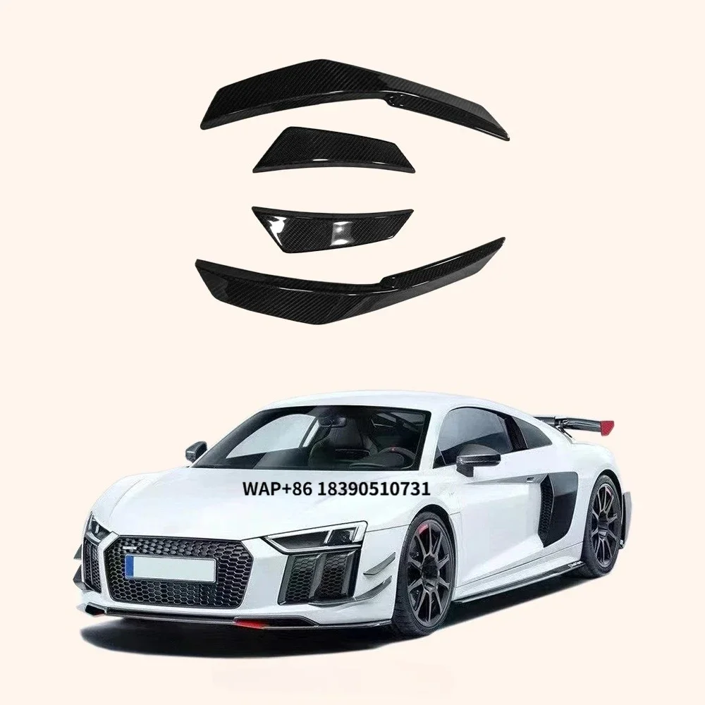 

For R8 V10 2016-18 Coupe Carbon KZ Style Front Bumper Side Canard Splitters