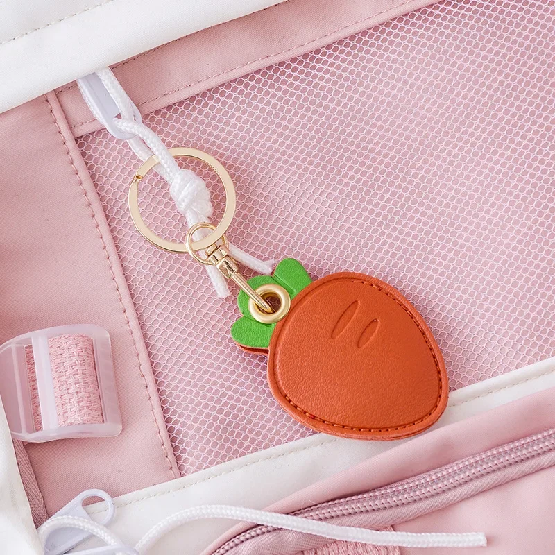 

Custom LOGO Keychain Leather Laser Engrave for Access Control Card Cover Cute Animal Cartoon Fruit Key Chain Backpack Pendant