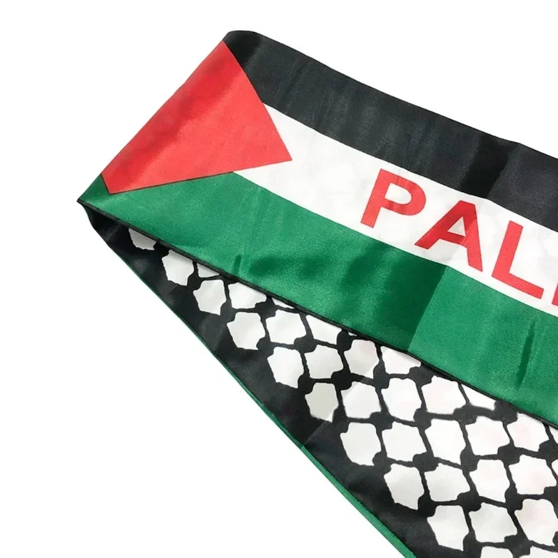 Palestine Flag Custom Scarf Palestine National Day Scarf Palestine Shawl Printing Satin Palestinian Flag Scarf 14×135CM