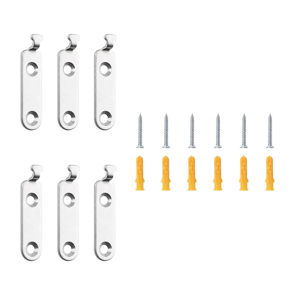 6pcs Heavy Duty Picture Hangers Stainless Steel Wall Mounting Kit with Drywall Dowels Screws for Frames up to 40kg