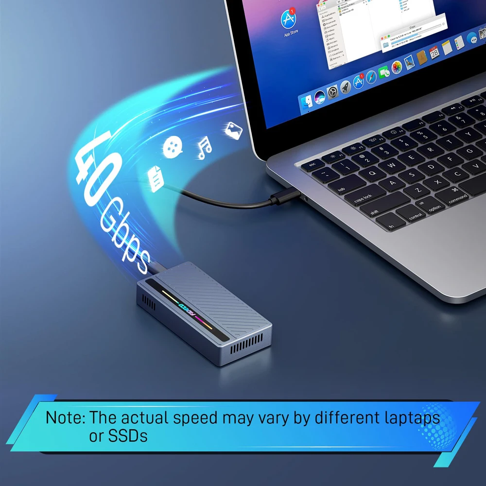 FIDECO USB4 NVMe SSD Enclosure with Cooling Fan Thunderbolt 3/4 USB-C Compatible M.2 PCIe 4.0 40Gbps Type-C M.2 NVMe SSD Adapter