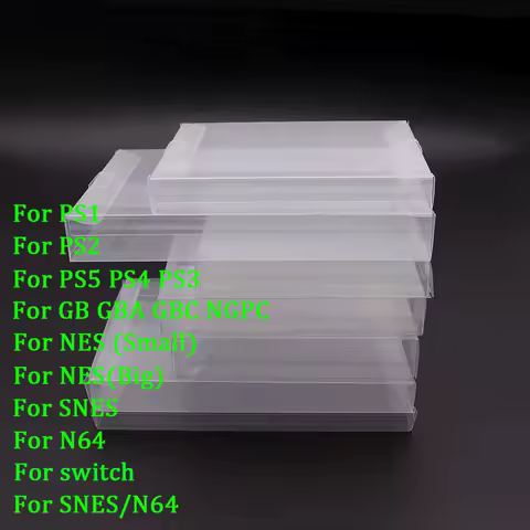 5/20PCS Clear Transparent Game Cartridge Box Case Games Plastic PET Protector for N64 NES SNES for ps5 ps4 ps3 GB GBA GBC Switch