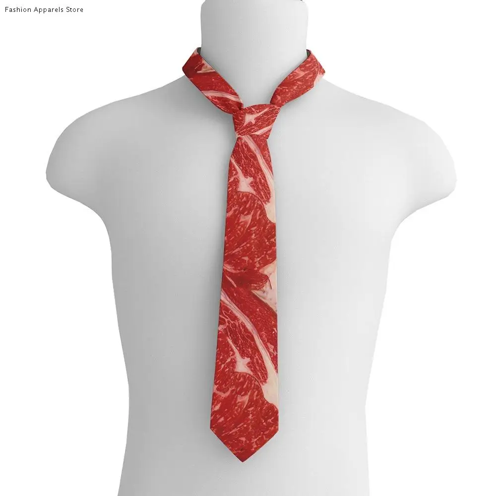 

8cm Meat Style Design Tie Adjustable Soft Hot Food Printing Tie Interesting Narrow Steak Food Printing Men Necktie