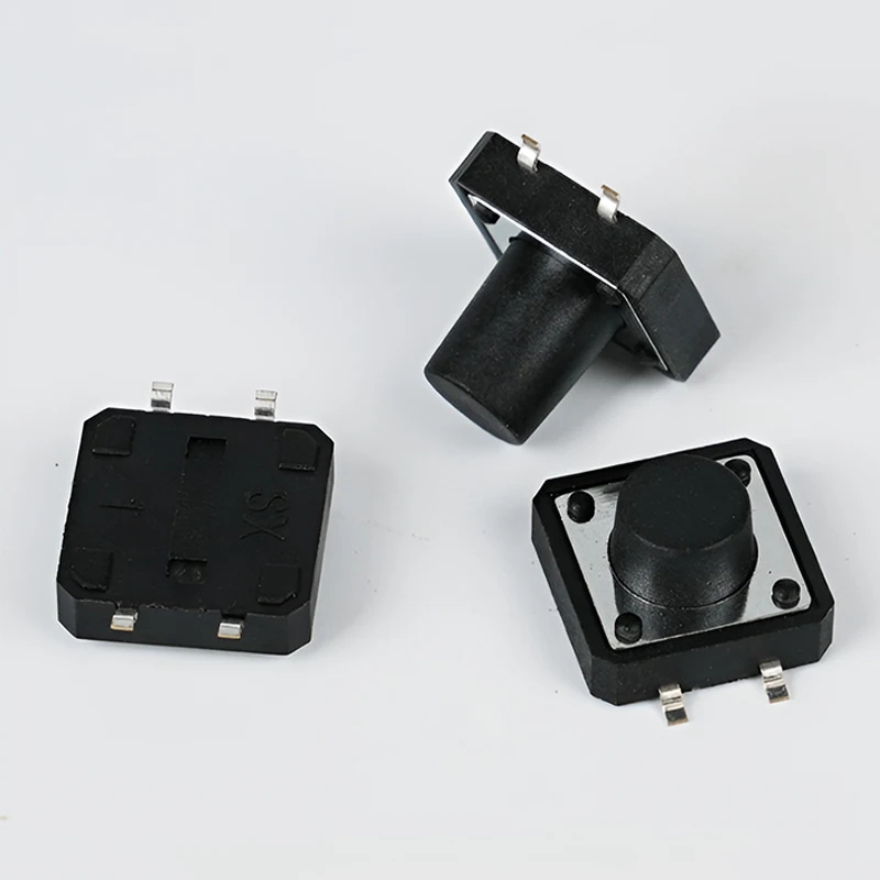 10 Stück 12x12 Hochtemperaturbeständiger Patch-Typ Taktiler Schalter 12*12 Griffhöhe 11,0mm 50mA DC12V 4-Pin SMD Mikroschalter – Detail 4