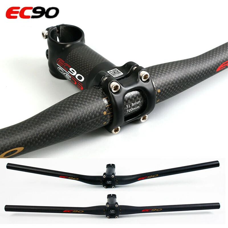 

31.8mm Carbon HandleBar Flat/Riser Mountain Bike Handlebars 660-760mm Bar Stem Cycling EC90 Seatpost Bicycle Accessories