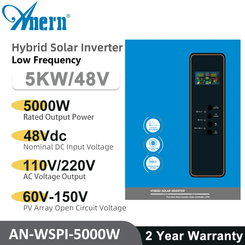 

48V 5KW Solar Inverter MPPT 120A Off Grid Inverter 5000W Pure Sine Wave 110V 120V 220V Low Frequency with MPPT Controller