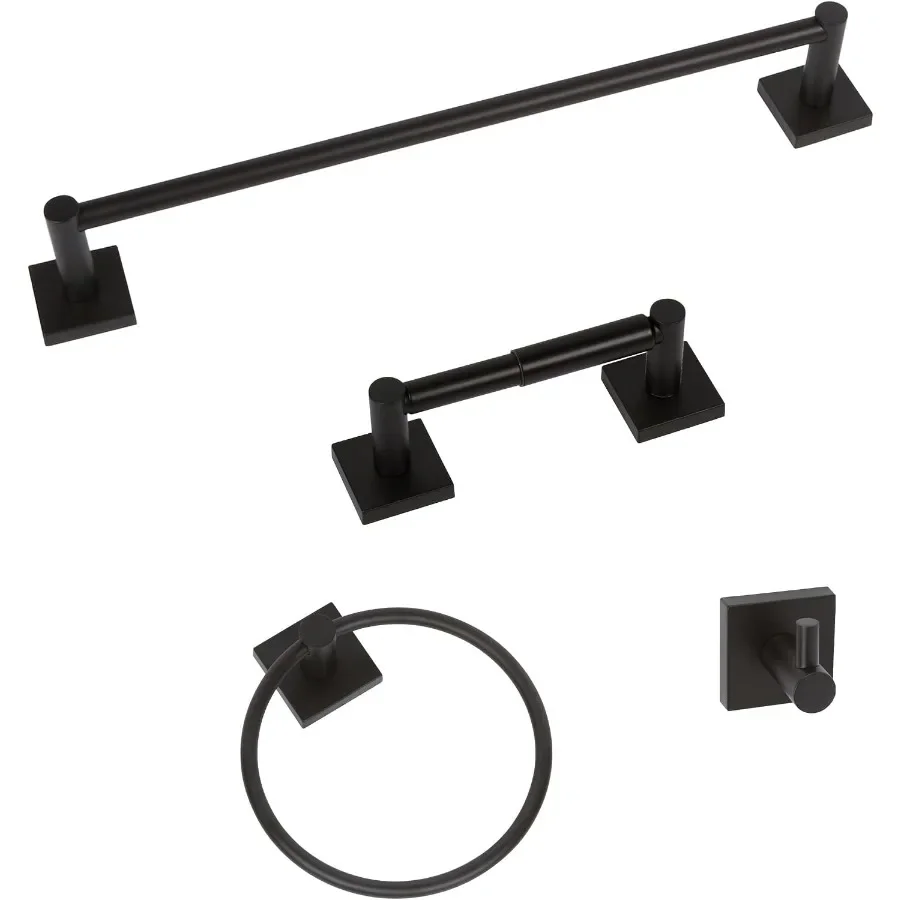 1100 Series Denali 4-Piece Bath Hardware Set in Matte Black