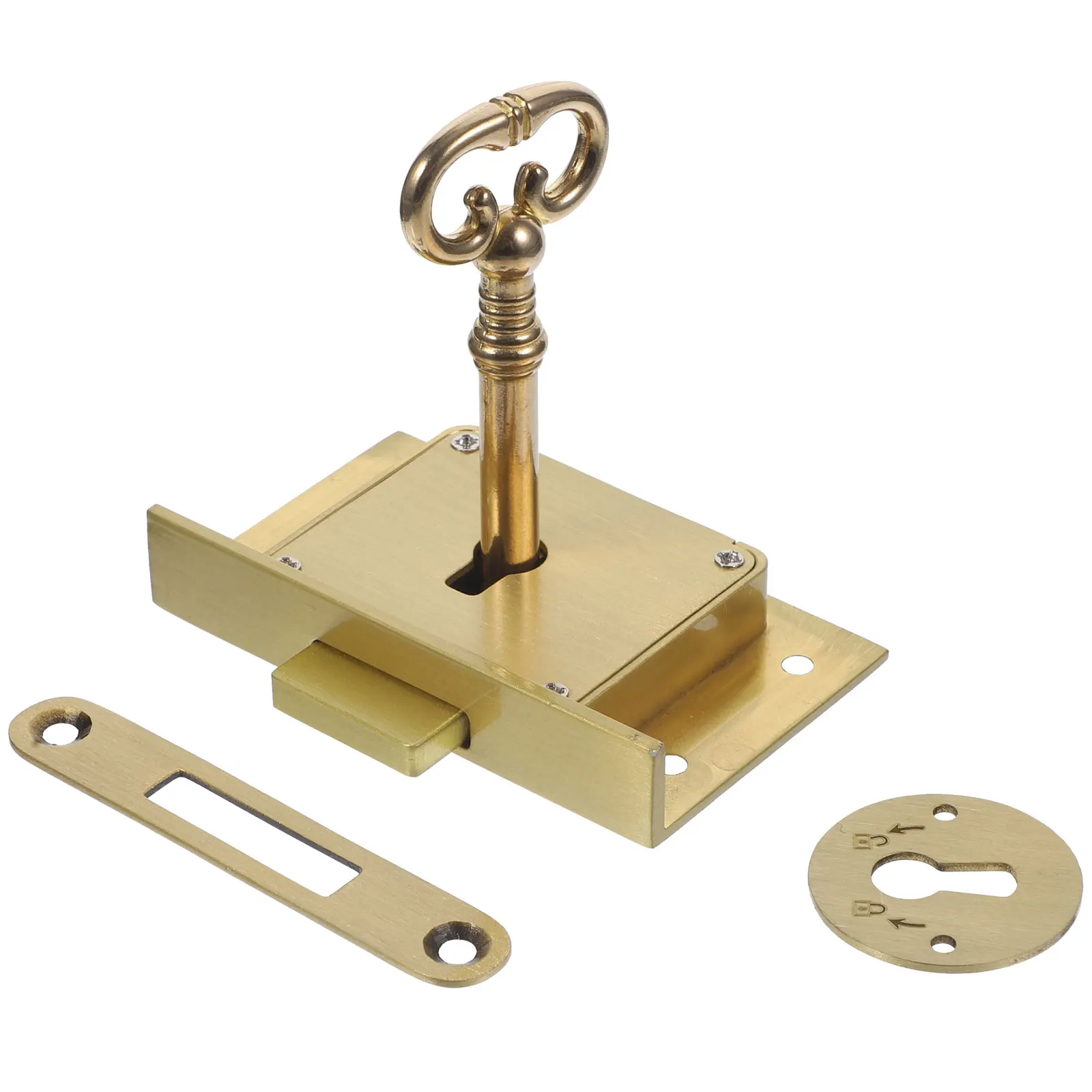 Retro Drawer Lock Brass Cabinet Lock 4505B Dull Draw Filing File Furniture Desk Safe Replacement Hardware Key Wooden Box
