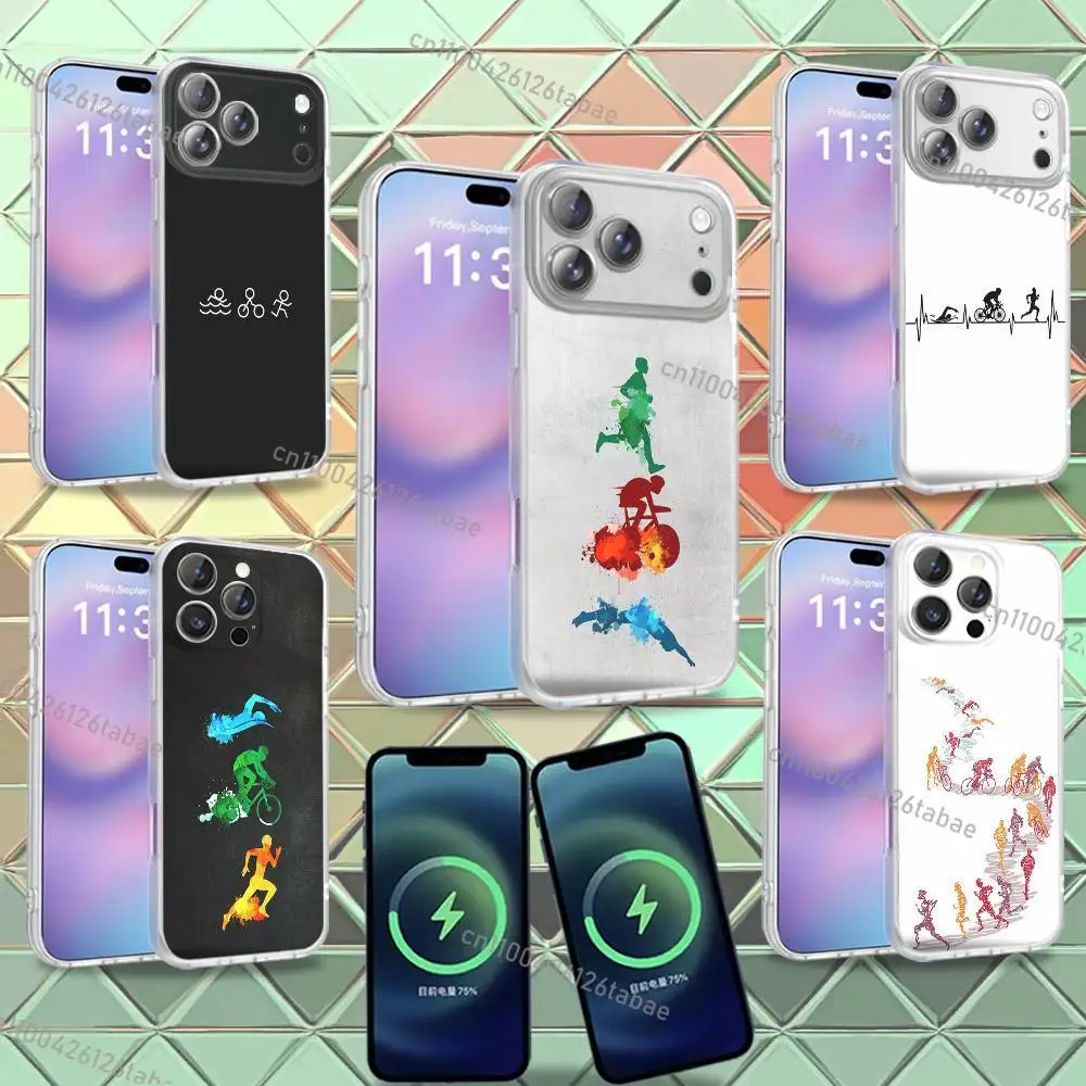 

NEW Swim Bike Run Triathlon For iPhone 17,12,11,14,13,15,16,Plus,Air,Pro,Max,E,Mini for Magsafe Magnetic Frosted Phone Case