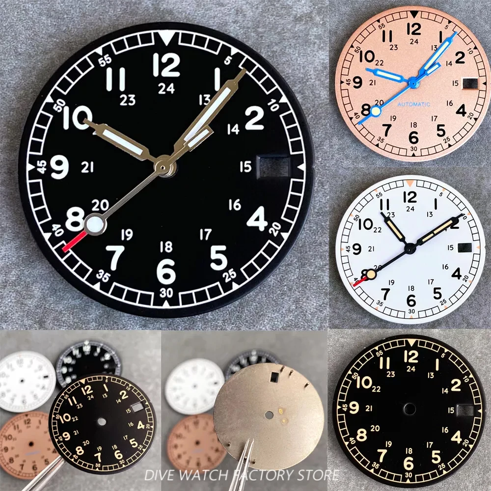 

29mm Tandorio Pilot Style Brown Watch Dial Face Fit for NH35 NH36 NH38 NH70 NH71 NH72 Automatic Movement Luminous Lollipop Hands