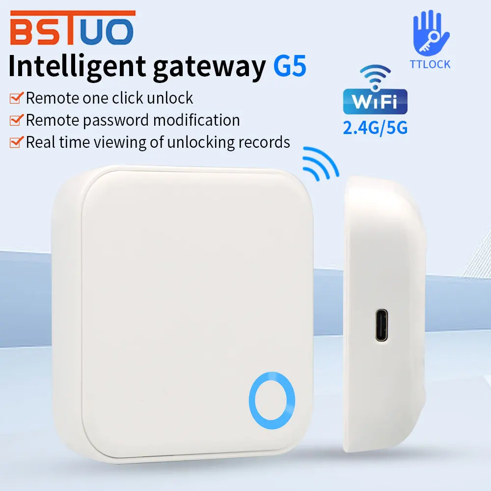 

Приложение Ttlock 2,4G/5G Dual WiFi Band Gateway Bridge Hub Работает с Alexa Google Home Bluetooth Smart Door Lock Шлюз удаленной разблокировки