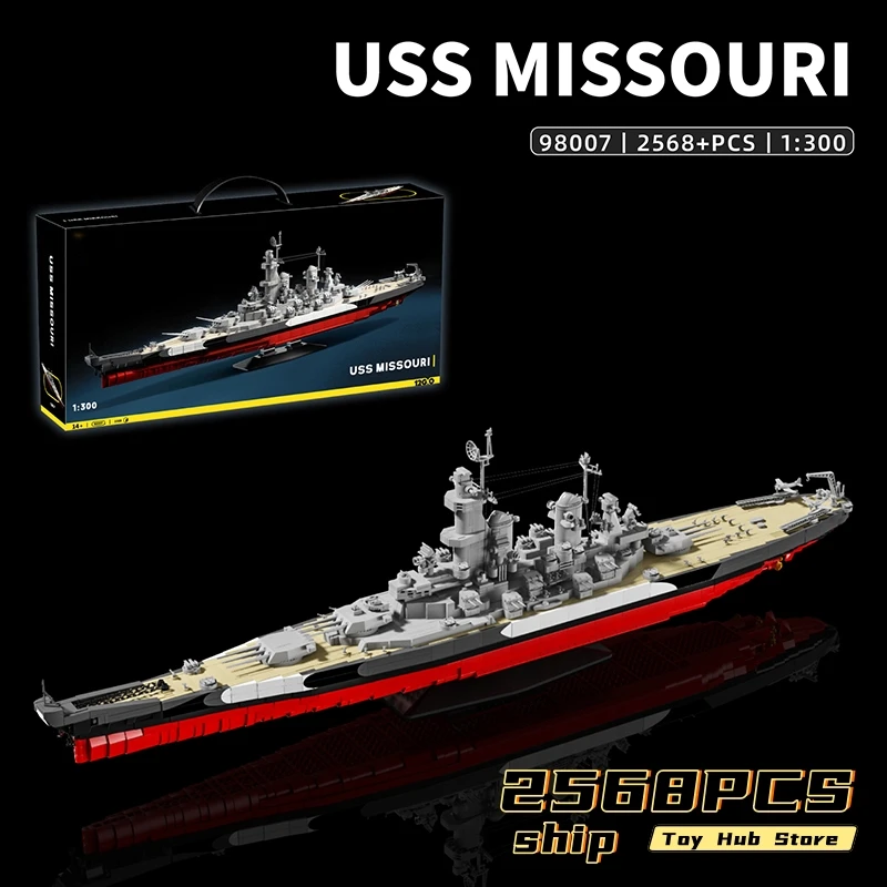 USS Missouri Porta-aviões WW2 Blocos de construção do exército dos EUA Tijolos Modelos Brinquedo Segunda Guerra Mundial Militar Presentes de Natal Brinquedos educativos