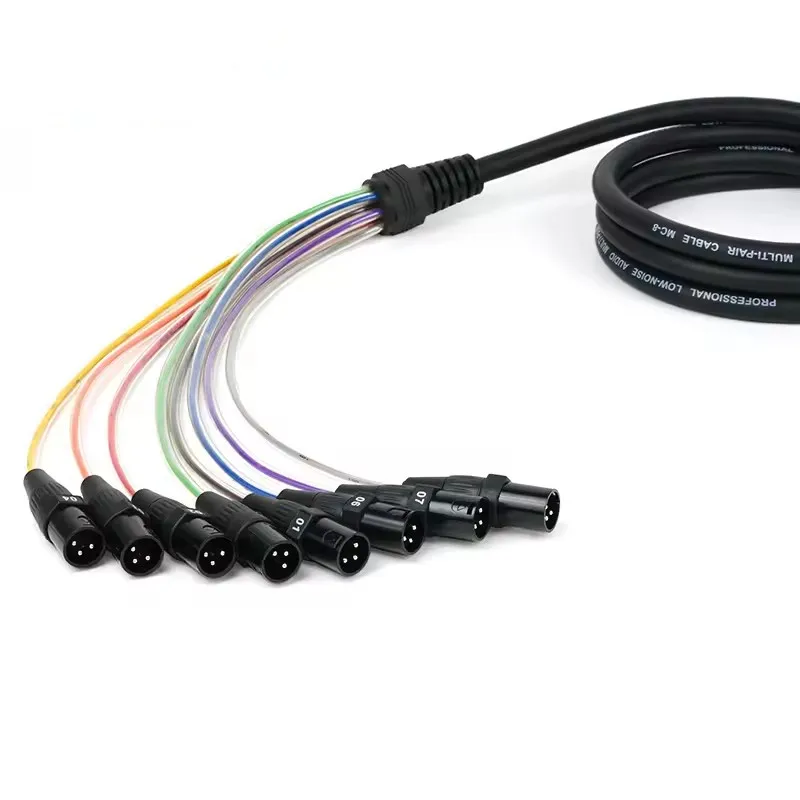 Colorful Double-shielded 8-Channel XLR Audio Snake Cable, Multi-Pair Low-Noise Stage Extension Cable