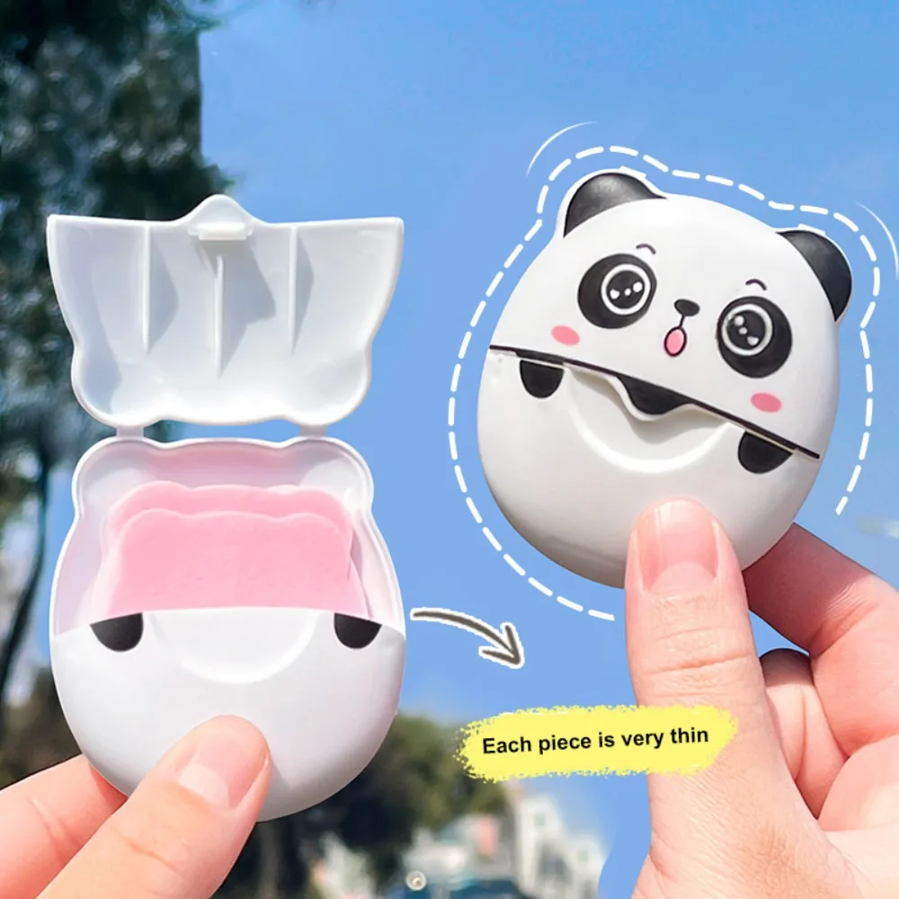 

50pcs/box Fragrant Panda Soap Flakes Portable Disposable Soap Tablet Box-packed Mini Soap Sheets for Traveling Camping Hiking