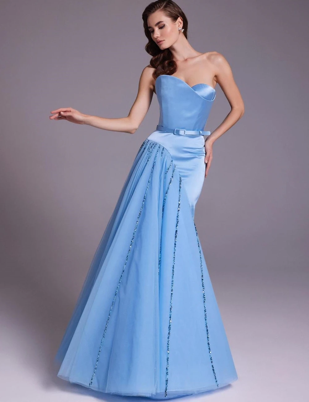 

Fashion Sash Pleat Sequined Trumpet Sweetheart Long Dresses Cocktail Dresses Classic Exquisite Formal High Quality Sparkle