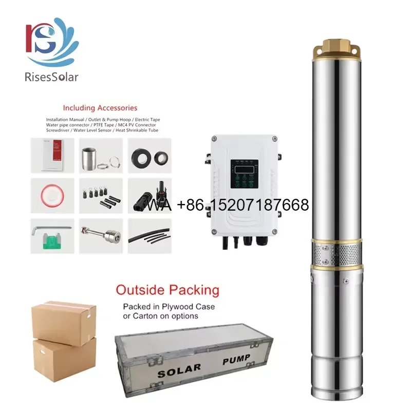 Wmwmnu For Farm Irrigation DC Solar Water Pump System High Pressure Solar Power Deep Well Submersible Borehole Pump BLDC