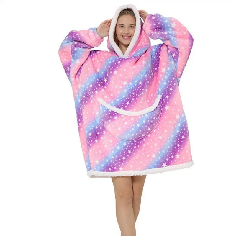 Thickened Flannel Home Clothes Sleepwear Lazy Person's Robe Men's Women's Large Size Loose Home Leisure Winter Pyjamas
