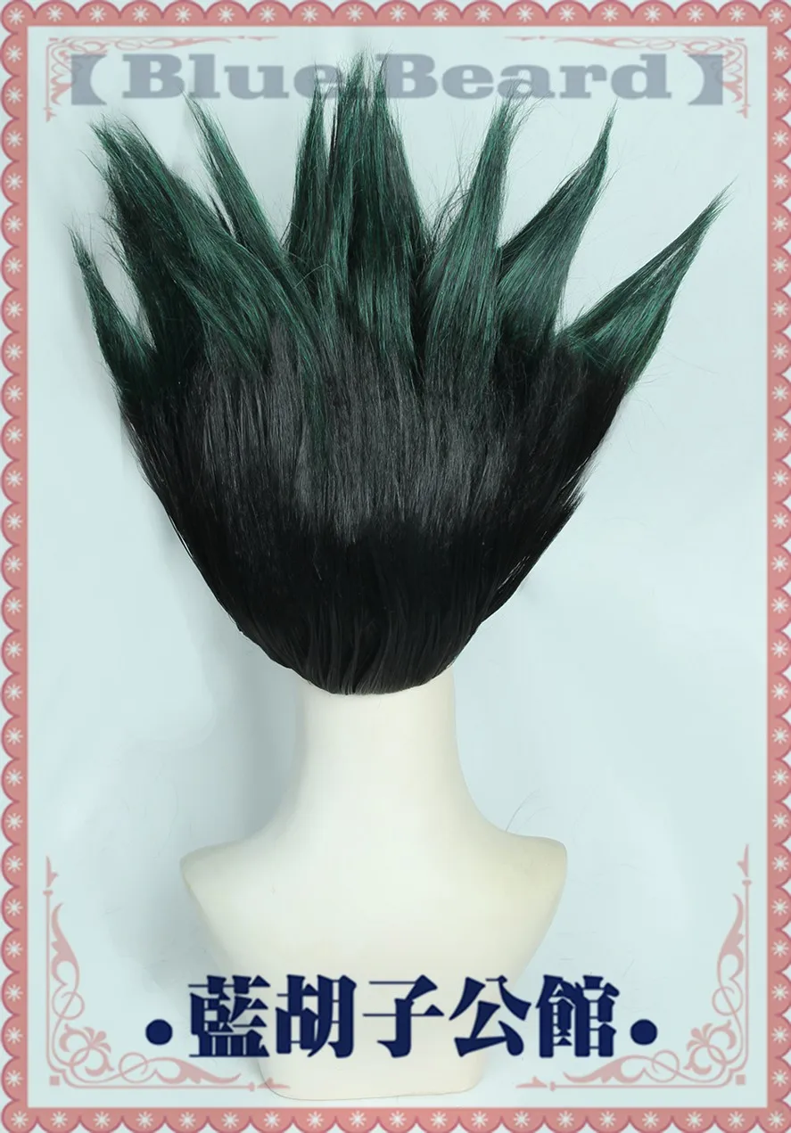 Anime Gon Freecss Black Gradiently Green Cosplay Short Heat Resistant Synthetic Hair Halloween Party+Wig Cap