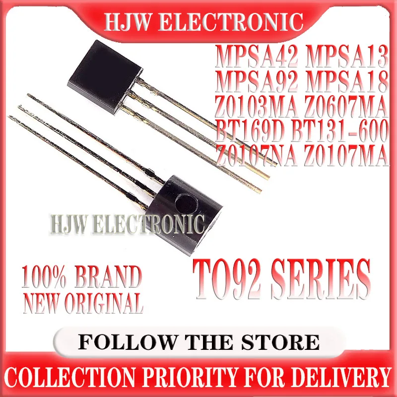 

50pcs Mpsa42 Mpsa13 Mpsa92 Mpsa18 Z0103ma Z0607ma Bt169d Bt131-600 A42 A13 A92 0103ma Z0103 Z0607 0607ma 131-600 Z0107ma Z0107na