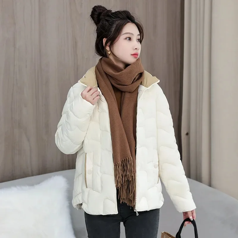 2024 Women Collar Korean Style Loose Autumn and Winter Down Cotton New Stylish Short Fashionable Jacket Cotton-padded Coat