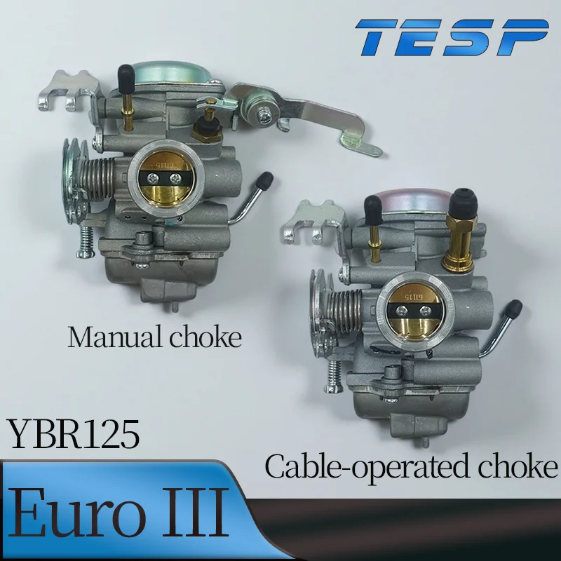 Carburador Yamaha YBR125 Euro III con estrangulador manual y cable compatible con replicación de piezas de motor YBR 125 125cc Euro III