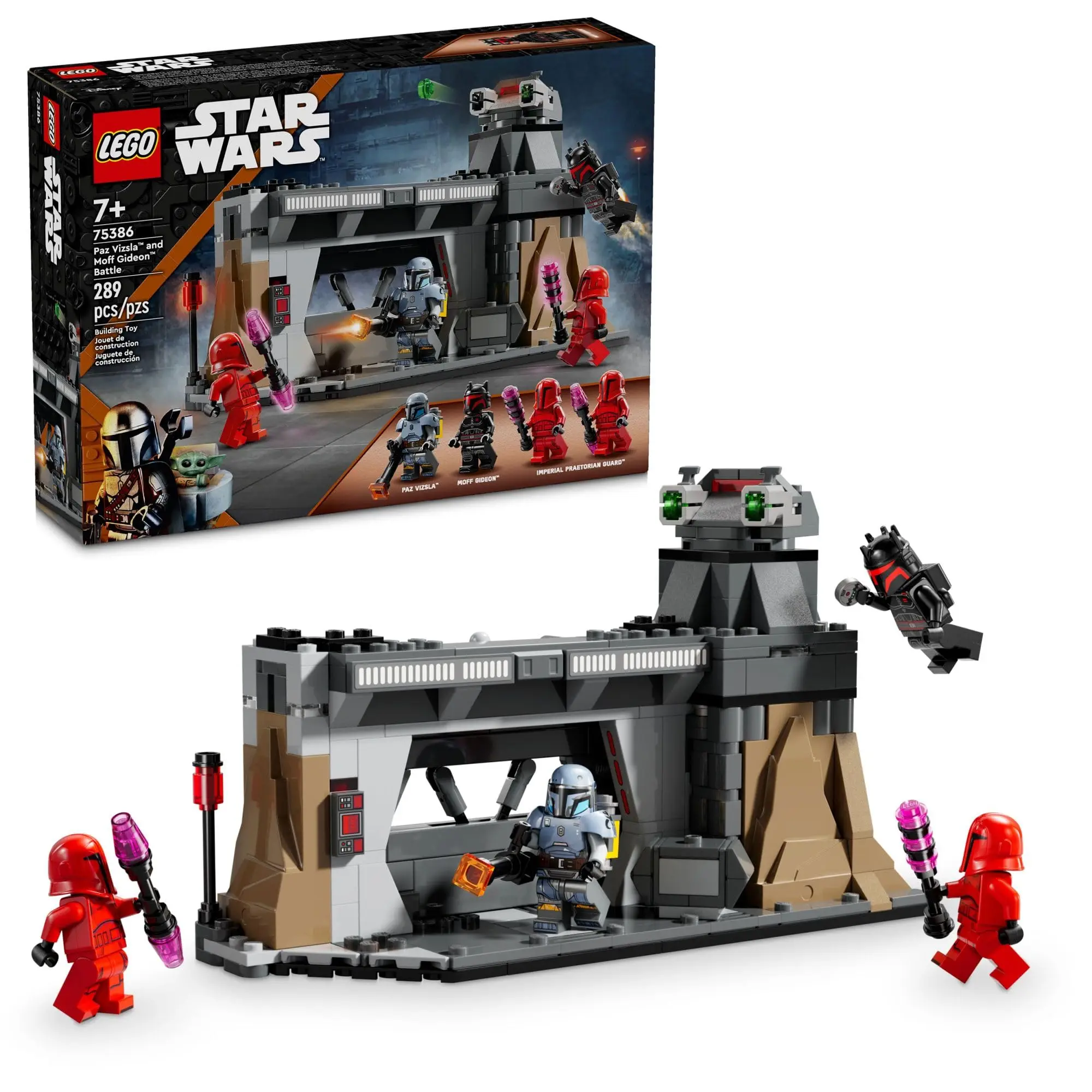 LEGO Star Wars: The Mandalorian Paz Vizsla and Moff Gideon Battle Fun Building Set for Kids Toy 4 Minifigures 75386 289Pieces moc