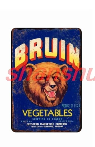 Bruin Vegetables All Metal Tin Sign  8x12 Disrtressed Art Image ASC