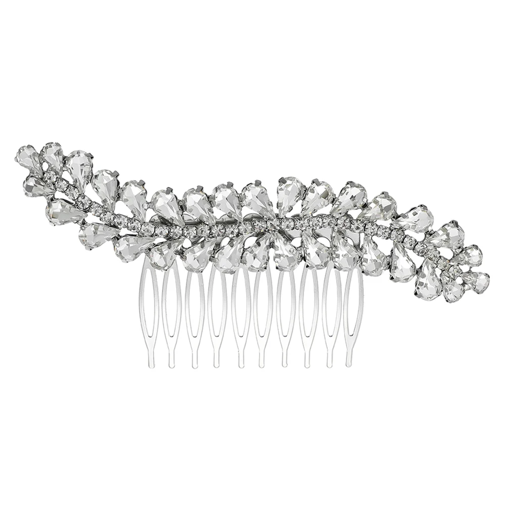 

1 Pc Stylish Alloy Headdress Unique Leaf Shaped Hair Ornament Dazzling Under Sunlight Wedding Accessory Silver