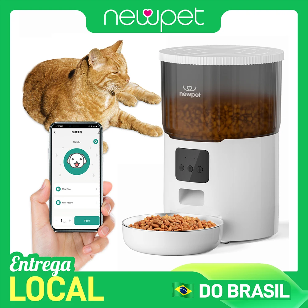 Newpet Alimentador Automático Pet 4L - Comedouro para Cães Fácil de Usar - Comedouro Elevado para Cães - Controle por Aplicativo WiFi