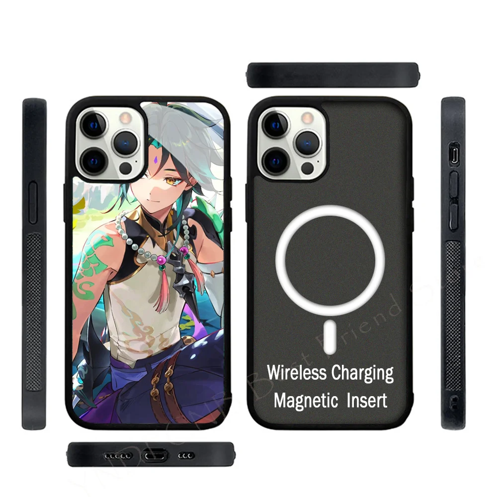 

Xiao Genshin Impact Phone Case Strong Magnetic For IPhone 15 14 13 Pro Max Alex Mirror For Magsafe Wireless Charging Cover