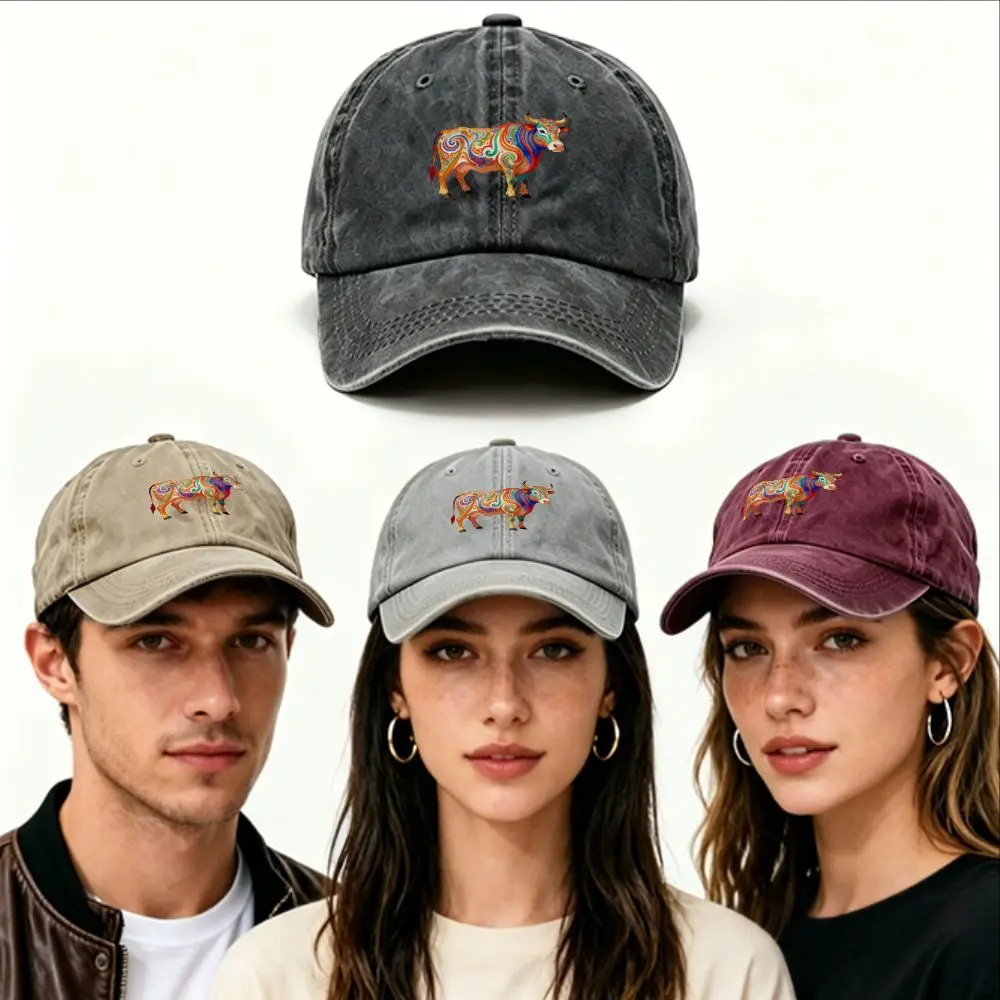 1pc Abstract Swirl Print Baseball Cap Unisex Washed Distressed Daily Outdoor Accessory