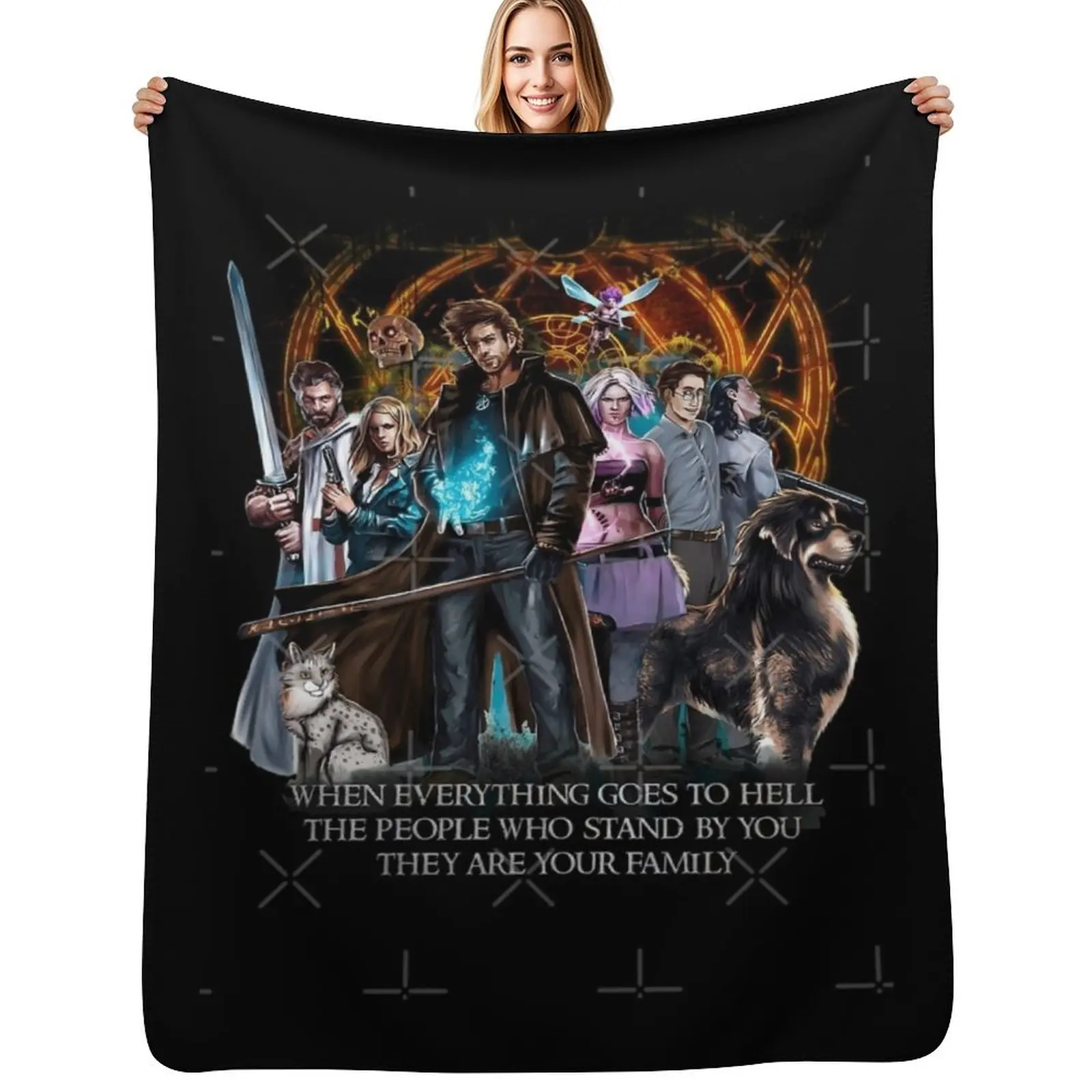 

Harry Saving The World With Friends Dresden Files \t Throw Blanket Stylish Decor Blanket Gift for Friends Roommate